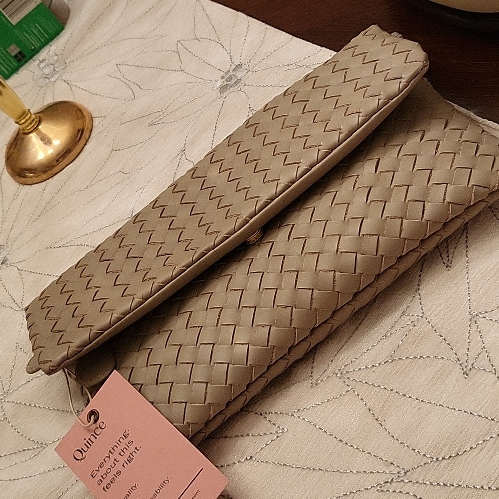 Quince Woven Tan Clutch